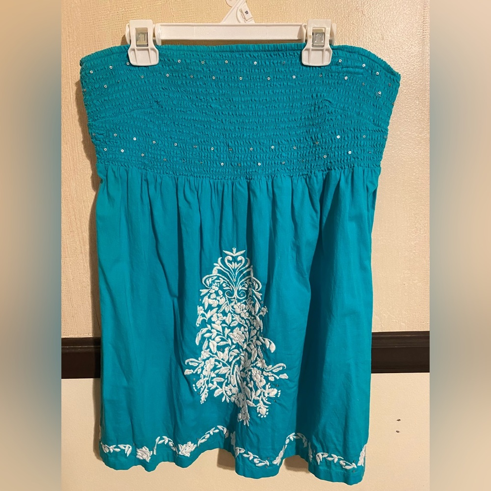 Womens Style and Co, strapless, Teal top, size 14